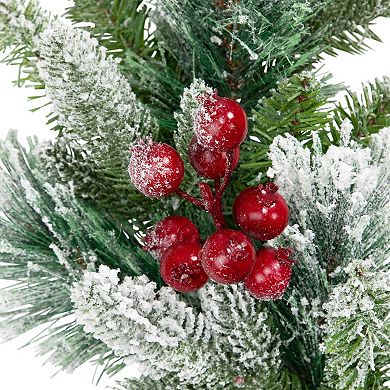 Northlight 24-Inch Unlit Flocked Calloway Fir with Berries Artificial Christmas Wreath