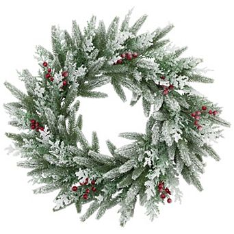 Northlight 24-Inch Real Touch Flocked Wind River Fir Artificial Christmas Wreath