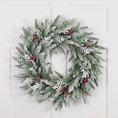 Northlight 24-Inch Real Touch Flocked Wind River Fir Artificial Christmas Wreath