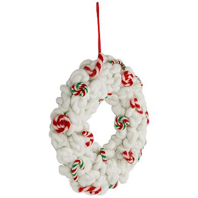 Northlight 13-Inch Unlit Plush Peppermint & Candy Canes Christmas Wreath Decoration