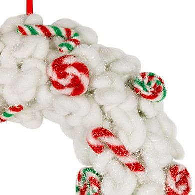 Northlight 13-Inch Unlit Plush Peppermint & Candy Canes Christmas Wreath Decoration