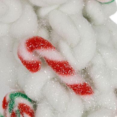 Northlight 13-Inch Unlit Plush Peppermint & Candy Canes Christmas Wreath Decoration