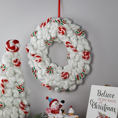 Northlight 13-Inch Unlit Plush Peppermint & Candy Canes Christmas Wreath Decoration