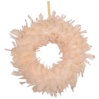 Northlight 14.5-Inch Unlit Glittered Feathers Christmas Wreath