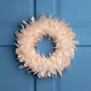 Northlight 14.5-Inch Unlit Glittered Feathers Christmas Wreath