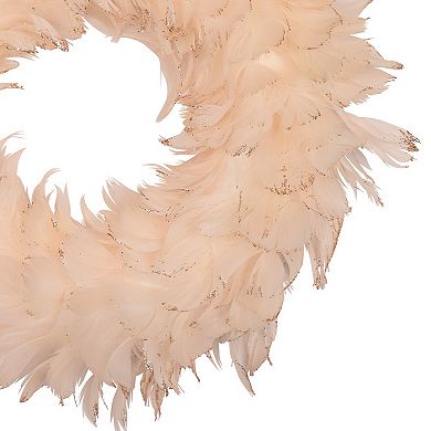 Northlight 14.5-Inch Unlit Glittered Feathers Christmas Wreath