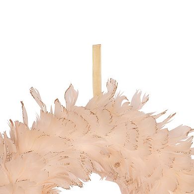 Northlight 14.5-Inch Unlit Glittered Feathers Christmas Wreath