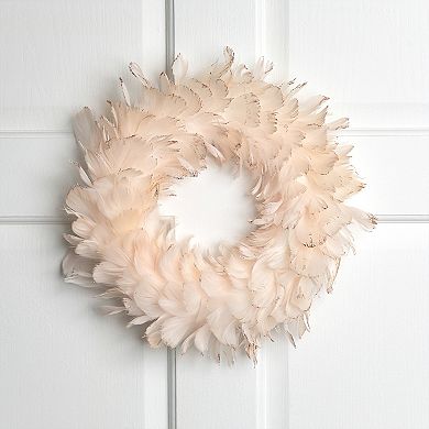 Northlight 14.5-Inch Unlit Glittered Feathers Christmas Wreath