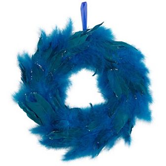 Northlight 14.5-Inch Unlit Two-Tone Glittered Feathers Christmas Wreath
