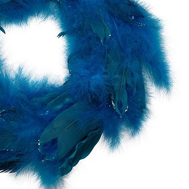 Northlight 14.5-Inch Unlit Two-Tone Glittered Feathers Christmas Wreath