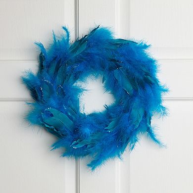 Northlight 14.5-Inch Unlit Two-Tone Glittered Feathers Christmas Wreath