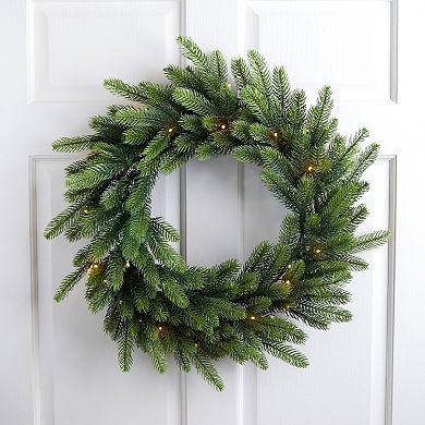 Northlight 24-Inch Real Touch Pre-Lit Noble Fir Artificial Wreath