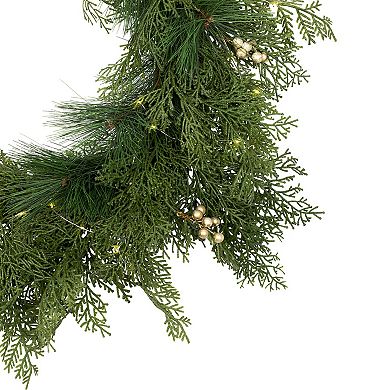 Northlight 30-Inch LED Real Touch Cedar & White Pine Artificial Christmas Wreath