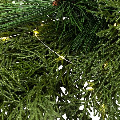 Northlight 30-Inch LED Real Touch Cedar & White Pine Artificial Christmas Wreath