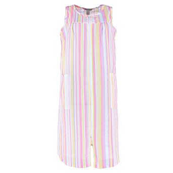 Elegant Emily Women's Woven Striped Sleeveless Duster Gown