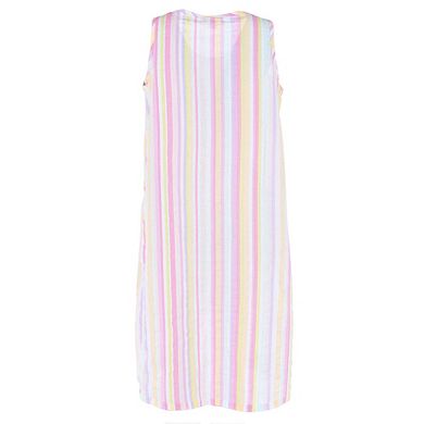 Elegant Emily Women's Woven Striped Sleeveless Duster Gown