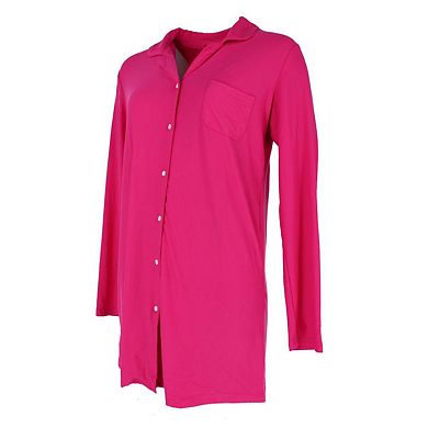 Not a Morning Person Women's Solid Button Down Long Sleeve Night Shirt