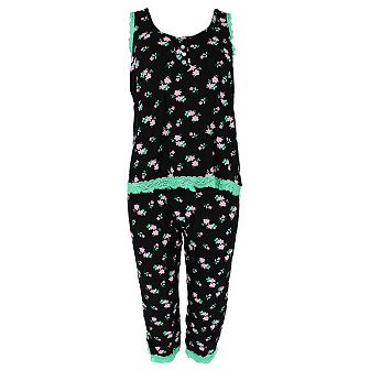 Mentally Exhausted Women's Floral Racerback Sleeveless Capri Set