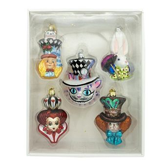 Kurt Adler 5 pc Alice In Wonderland Christmas Ornament Set