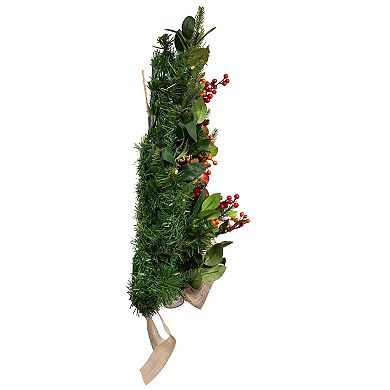 Kurt Adler Artificial 22-Inch Light-Up Wall Tree with Berries & Pomegranate