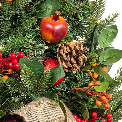 Kurt Adler Artificial 22-Inch Light-Up Wall Tree with Berries & Pomegranate