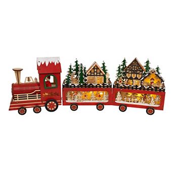 Kurt Adler Battery-Operated LED Train with Santa Claus & Home Scene Table Decor