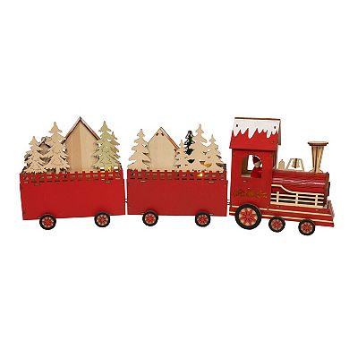 Kurt Adler Battery-Operated LED Train with Santa Claus & Home Scene Table Decor