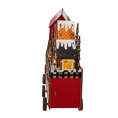 Kurt Adler Battery-Operated LED Train with Santa Claus & Home Scene Table Decor