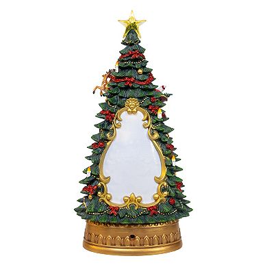 Kurt Adler Battery-Operated USB LED Tree-Shaped Santa Claus & Deer Water Globe Table Decor