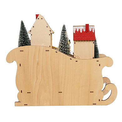 Kurt Adler Battery-Operated LED Sleigh with Village Scene Table Decor