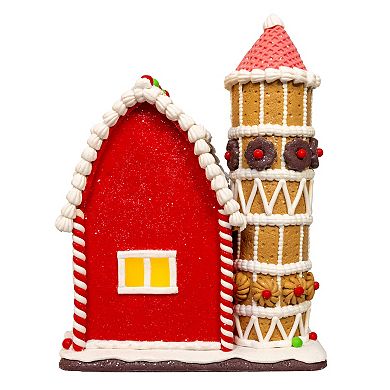 Kurt Adler Battery-Operated LED Gingerbread Barn Table Decor