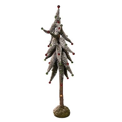 Kurt Adler Snowy Curly Tree with Mini Bells Table Decor