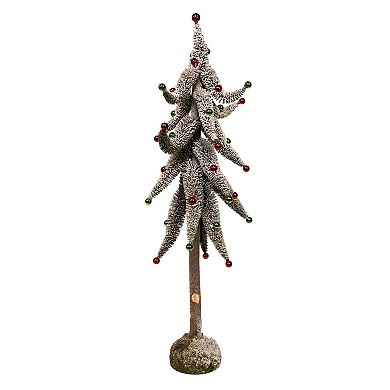 Kurt Adler Snowy Curly Tree with Mini Bells Table Decor