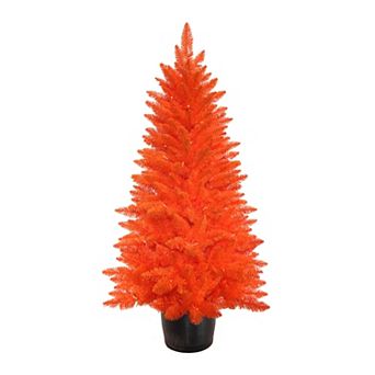 Kurt Adler 4.5-ft. Battery-Operated LED Pre-Lit Orange Artificial Potted Tree