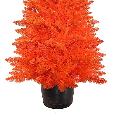 Kurt Adler 4.5-ft. Battery-Operated LED Pre-Lit Orange Artificial Potted Tree