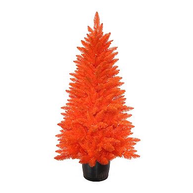 Kurt Adler 4.5-ft. Battery-Operated LED Pre-Lit Orange Artificial Potted Tree