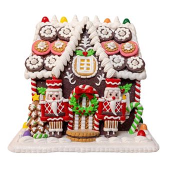 Kurt Adler Battery-Operated LED Gingerbread Cookie House Table Decor