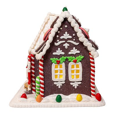 Kurt Adler Battery-Operated LED Gingerbread Cookie House Table Decor