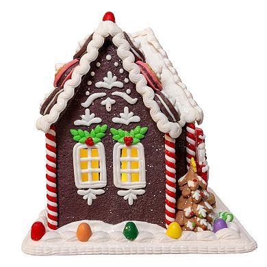 Kurt Adler Battery-Operated LED Gingerbread Cookie House Table Decor