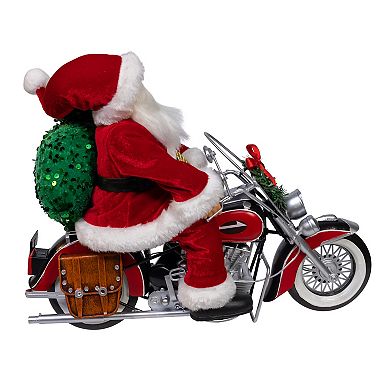 Kurt Adler Motorcycle Santa Claus Figurine Table Decor with Giftbag