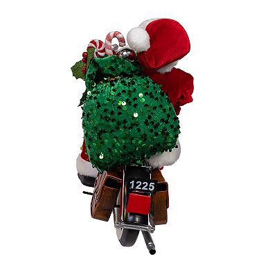 Kurt Adler Motorcycle Santa Claus Figurine Table Decor with Giftbag