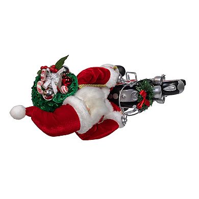 Kurt Adler Motorcycle Santa Claus Figurine Table Decor with Giftbag