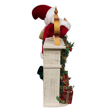 Kurt Adler LED Santa Claus Figurine with Fireplace Mantle Table Decor