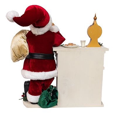 Kurt Adler LED Santa Claus Figurine with Fireplace Mantle Table Decor