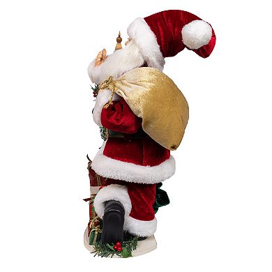 Kurt Adler LED Santa Claus Figurine with Fireplace Mantle Table Decor