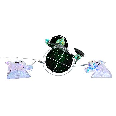 Kurt Adler 3-pc. Pre-lit Holographic Witch & Ghosts Outdoor Decor Set