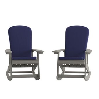 Flash Furniture Indoor/Outdoor Rocking Adirondack Chairs with Cushions - Set of 2