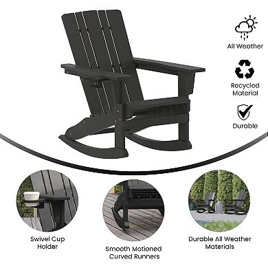 Flash Furniture Commercial All-Weather Rocking Adirondack Chair with Swiveling Cupholder