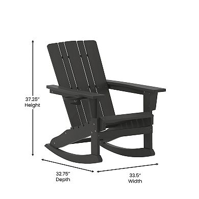 Flash Furniture Commercial All-Weather Rocking Adirondack Chair with Swiveling Cupholder