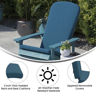 Flash Furniture Indoor/Outdoor Adirondack Chairs with Cushions - Set of 2